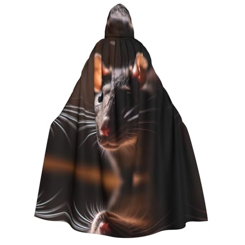 PHAYAH Rattenkopf Halloween Erwachsene Kapuzenumhang Kapuzenmantel Damen Herren Halloween Dress Up Party Cosplay Kostüme von PHAYAH