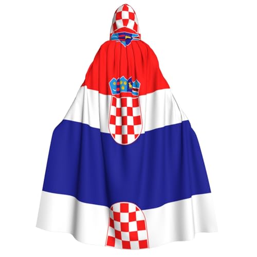PHAYAH Republik Kroatien Flagge Halloween Erwachsene Kapuzenumhang Kapuzenmantel Damen Herren Halloween Dress Up Party Cosplay Kostüme von PHAYAH
