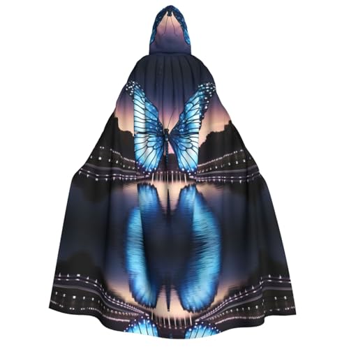 PHAYAH Riesiger Schmetterling auf Wasser Halloween Erwachsene Kapuzenumhang Kapuzenmantel Damen Herren Halloween Dress Up Party Cosplay Kostüme von PHAYAH