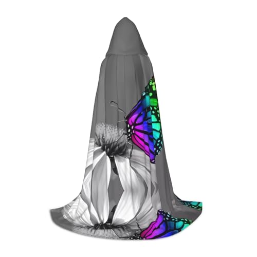 PHAYAH Schmetterlingsmuster Halloween Hexe Hexerei Kapuzenmantel Umhang Weihnachten Hoodie Cosplay Maskerade Partykleid Geschenk Kostüm M von PHAYAH