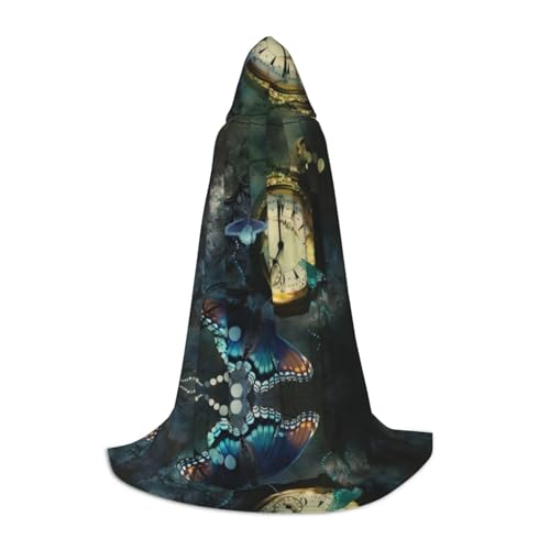 PHAYAH Schmetterlingsuhren-Muster, Halloween, Erwachsene, Kapuzenumhang, Damen, Herren, Halloween, Verkleidung, Party, Cosplay, Kostüme, Größe M PHAYAH Schmetterlingsuhren-Muster, Halloween, Erwachsene, Kapuzenumhang, Damen, Herren, Halloween, Verkleidung, Party, Cosplay, Kostüme, Größe M von PHAYAH