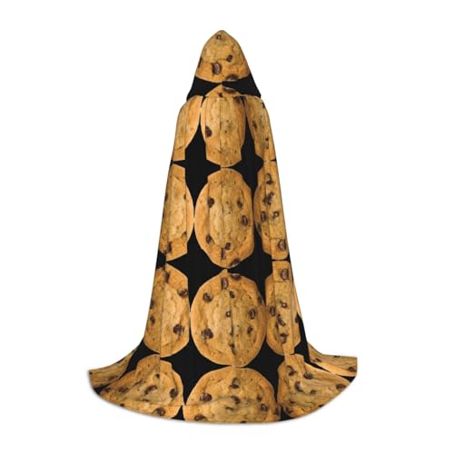 PHAYAH Schokoladen-Keksmuster, Halloween, Erwachsene, Kapuzenmantel, Umhang, Damen, Herren, Halloween, Verkleidung, Party, Cosplay, Kostüme, Größe L von PHAYAH
