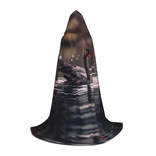PHAYAH Schwarzer Schwan, Bademuster, Kapuzenumhang, Hexe, Halloween-Kostüme für Cosplay, Kostüm, Maskerade, Damen und Herren, Robe, Größe S von PHAYAH