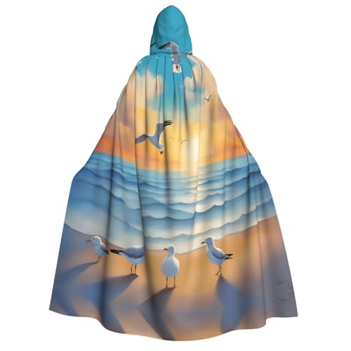 PHAYAH Seagulls By The Sea Halloween Erwachsene Kapuzenumhang Kapuzenmantel Damen Herren Halloween Dress Up Party Cosplay Kostüme von PHAYAH