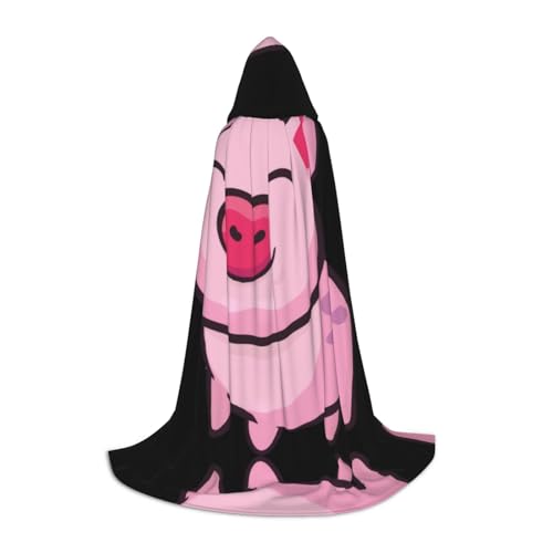 PHAYAH Smile Pink Pig Pattern Halloween Adult Hooded Robe Cape, Women'S Mens Halloween Dress Up Party Cosplay Costumes M von PHAYAH