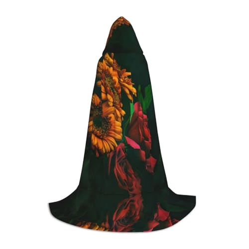 PHAYAH Sonnenblumen- und Rosenmuster, Halloween, Erwachsene, Kapuzenumhang, Damen, Herren, Halloween, Verkleidung, Party, Cosplay, Kostüme, Größe S PHAYAH Sonnenblumen- und Rosenmuster, Halloween, Erwachsene, Kapuzenumhang, Damen, Herren, Halloween, Verkleidung, Party, Cosplay, Kostüme, Größe S von PHAYAH
