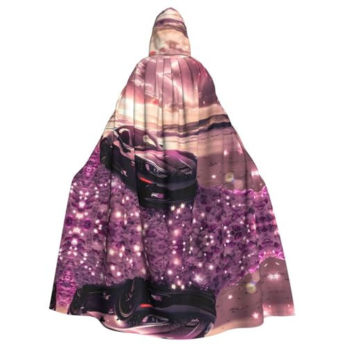 PHAYAH Sportwagen am Meer, langer Kapuzenumhang aus Polyester, Hexe, Halloween-Kostüme für Cosplay-Kostüm, Damen und Herren von PHAYAH