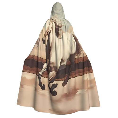 PHAYAH Springendes weißes Pferd, Halloween, Erwachsenen-Kapuzenumhang mit Kapuze, Robe, Damen, Herren, Halloween, Verkleidung, Party, Cosplay-Kostüme von PHAYAH