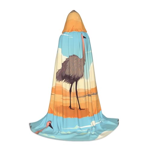 PHAYAH Stolzer Straußenmuster Kapuzenponcho Unisex Weihnachten Hoodie für Cosplay Halloween Kostüm Party Maskerade L von PHAYAH