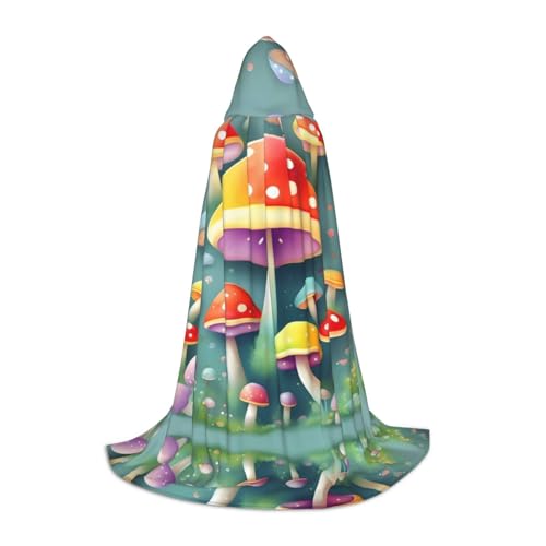 PHAYAH Süßes farbiges Pilzmuster, Halloween, Hexe, Hexerei, Kapuzenmantel, Umhang, Weihnachten, Kapuzenpullover, Cosplay, Maskerade, Partykleid, Geschenk, Kostüm, Größe M von PHAYAH