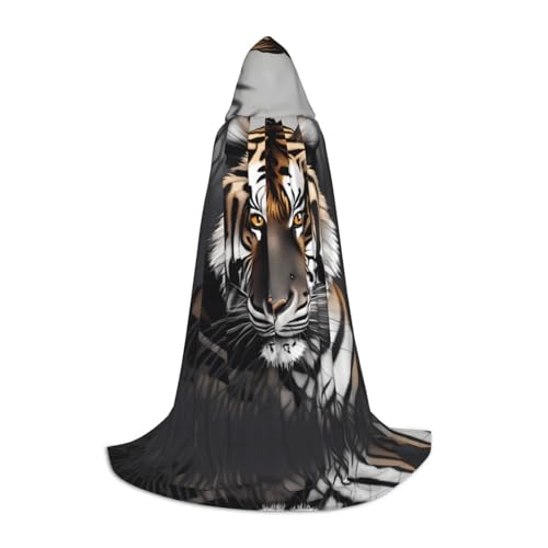 PHAYAH Tiger at Rest Muster Kapuzenponcho Unisex Weihnachten Hoodie für Cosplay Halloween Kostüm Party Maskerade L von PHAYAH