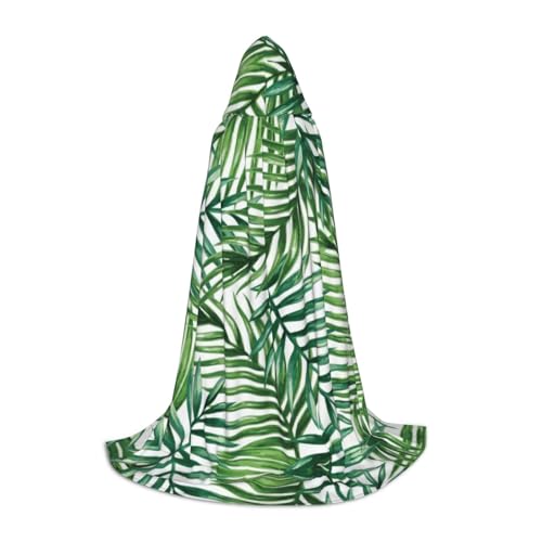 PHAYAH Tropische Palmenblätter, Aquarell-Muster, Halloween, Erwachsene, Kapuzenmantel, Umhang, Damen, Herren, Halloween, Verkleidung, Party, Cosplay, Kostüme, Größe M von PHAYAH