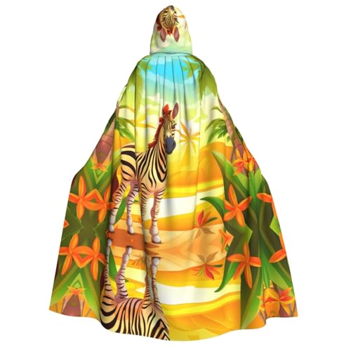 PHAYAH Tropisches Zebra-Halloween-Erwachsenen-Kapuzenumhang mit Kapuze für Damen und Herren, Halloween, Verkleidungsparty, Cosplay-Kostüme PHAYAH Tropisches Zebra-Halloween-Erwachsenen-Kapuzenumhang mit Kapuze für Damen und Herren, Halloween, Verkleidungsparty, Cosplay-Kostüme von PHAYAH