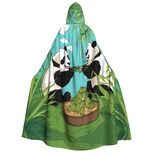 PHAYAH Two Cute Big Pandas Halloween Adult Hooded Cape Hooded Robe Women'S Mens Halloween Dress Up Party Cosplay Costumes von PHAYAH
