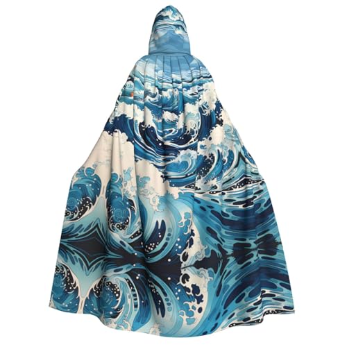 PHAYAH Ukiyo-E Stil Wellen Halloween Erwachsene Kapuzenumhang Kapuzenmantel Damen Herren Halloween Dress Up Party Cosplay Kostüme von PHAYAH