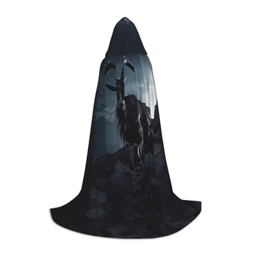 PHAYAH Umhang mit Kapuze, Motiv: schwarze Ziege auf den Bergen, Hexe, Halloween-Kostüme für Cosplay, Kostüm, Maskerade, Damen und Herren, Größe L PHAYAH Umhang mit Kapuze, Motiv: schwarze Ziege auf den Bergen, Hexe, Halloween-Kostüme für Cosplay, Kostüm, Maskerade, Damen und Herren, Größe L von PHAYAH
