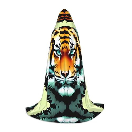 PHAYAH Umhang mit Kapuze für Erwachsene, Motiv: kleiner dicker Tigerkopf, für Maskerade, Cosplay, Halloween, Hexenumhang, Weihnachten, Party, Größe S von PHAYAH