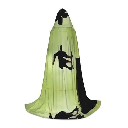 PHAYAH Umhang mit Kapuze für Erwachsene, Skateboard-Muster, für Maskerade, Cosplay, Halloween, Hexenumhang, Weihnachten, Party, Robe, Größe M von PHAYAH