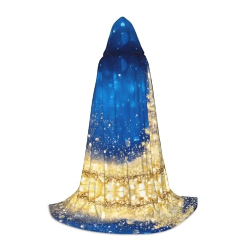 PHAYAH Umhang mit Kapuze für Erwachsene, goldener Glitzer, Weihnachtsbaum-Muster, für Maskerade, Cosplay, Halloween, Hexenumhang, Weihnachten, Party, Robe, Größe S von PHAYAH