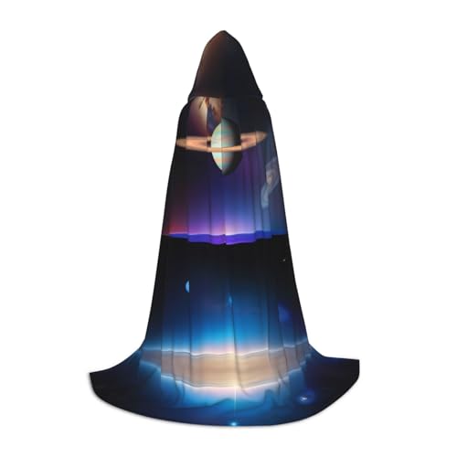 PHAYAH Umhang mit Kapuze für Erwachsene, kosmisches Saturn-Muster, für Maskerade, Cosplay, Halloween, Hexenumhang, Weihnachten, Party, Robe, Größe S von PHAYAH