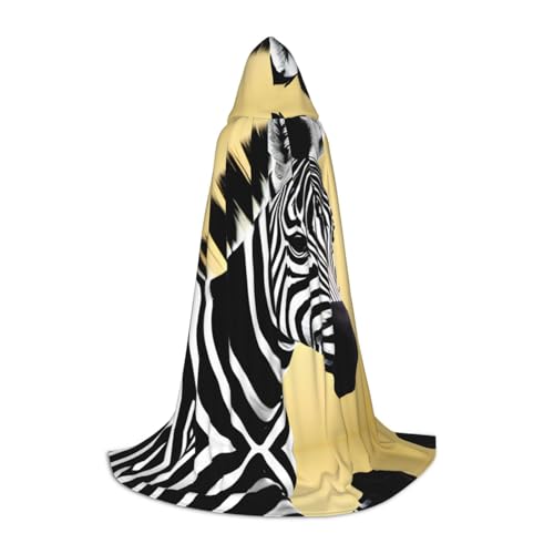 PHAYAH Umhang mit Kapuze mit Zebramuster, Hexe, Halloween-Kostüme für Cosplay, Kostüm, Maskerade, für Damen und Herren, Größe S von PHAYAH