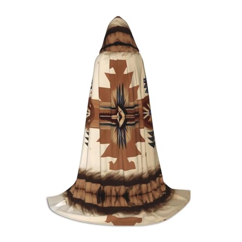 PHAYAH Umhang mit Kapuze und Indianer-Muster, Hexe, Halloween-Kostüme für Cosplay, Kostüm, Maskerade, für Damen und Herren, Größe L von PHAYAH
