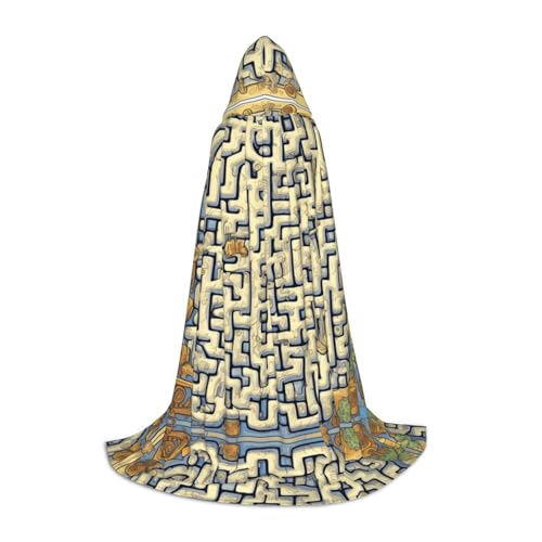 PHAYAH Umhang mit Kapuze und Labyrinth-Schatzkarten-Motiv, Hexe, Halloween-Kostüme für Cosplay, Kostüm, Maskerade, für Damen und Herren, Größe L von PHAYAH