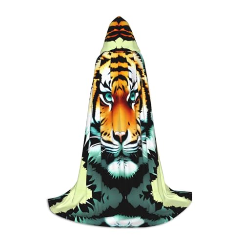 PHAYAH Umhang mit Kapuze und kleinem Tigerkopf, Hexe, Halloween-Kostüme für Cosplay, Kostüm, Maskerade, Damen und Herren, Größe S von PHAYAH