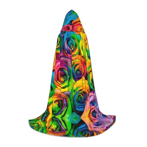 PHAYAH Umhang mit buntem Rosenmuster, Halloween, Erwachsene, mit Kapuze, für Damen, Herren, Halloween, Party, Cosplay, Kostüme, Größe M PHAYAH Umhang mit buntem Rosenmuster, Halloween, Erwachsene, mit Kapuze, für Damen, Herren, Halloween, Party, Cosplay, Kostüme, Größe M von PHAYAH