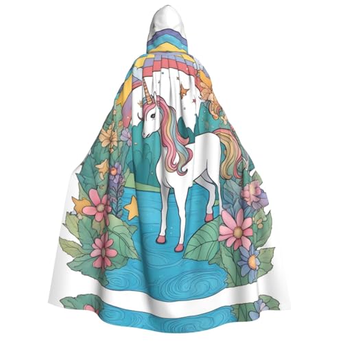 PHAYAH Unicorns By The River Halloween Erwachsene Kapuzenumhang Kapuzenmantel Damen Herren Halloween Dress Up Party Cosplay Kostüme von PHAYAH