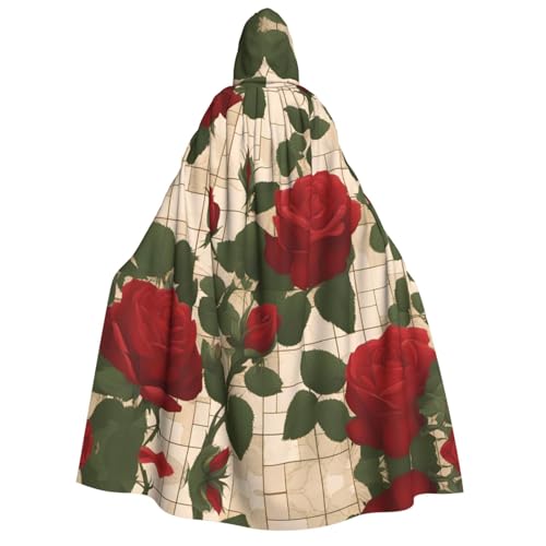 PHAYAH Viele rote Rosen Halloween Erwachsene Kapuzenumhang Kapuzenmantel Damen Herren Halloween Dress Up Party Cosplay Kostüme von PHAYAH
