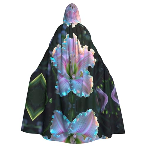 PHAYAH Weiße Lilie, langer Kapuzenumhang, Polyester, Hexe, Halloween-Kostüme für Cosplay, Kostüm, Damen und Herren von PHAYAH