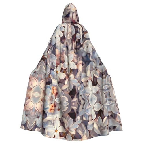 PHAYAH Weißer Flieder, langer Kapuzenumhang, Polyester, Hexe, Halloween-Kostüme für Cosplay, Kostüm, Damen und Herren von PHAYAH