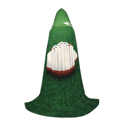PHAYAH Weißer Rugbyball-Muster, Kapuzenumhang, Hexe, Halloween-Kostüme für Cosplay, Kostüm, Maskerade, für Damen und Herren, Größe L von PHAYAH