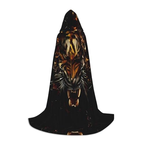 PHAYAH Wildes Tigermuster Halloween Hexe Hexerei Kapuzenmantel Umhang Weihnachten Hoodie Cosplay Maskerade Partykleid Geschenk Kostüm M von PHAYAH