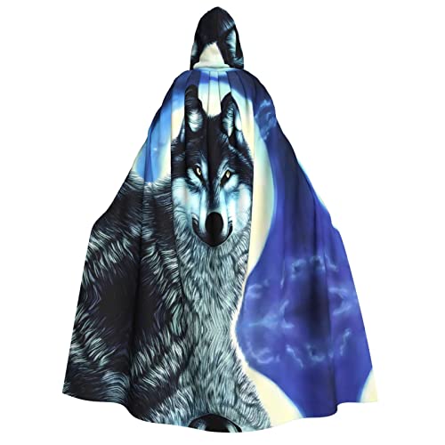 PHAYAH Wolf Under Moon Halloween Erwachsene Kapuzenumhang Kapuzenmantel Damen Herren Halloween Dress Up Party Cosplay Kostüme von PHAYAH