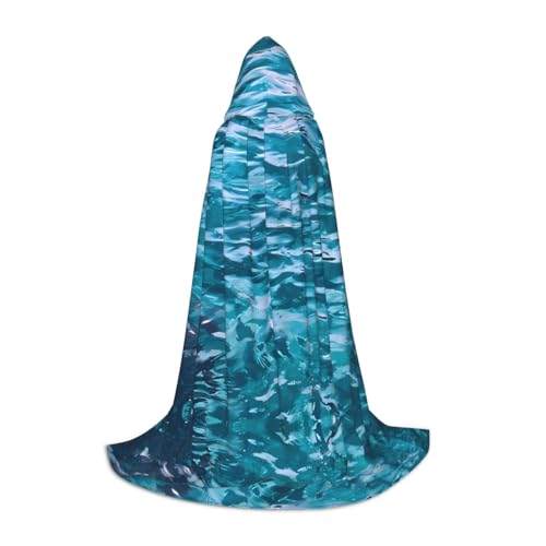 PHAYAH Wunderschönes Meeresoberflächenmuster, Halloween, Hexe, Hexerei, Kapuzenmantel, Umhang, Weihnachts-Kapuzenpullover, Cosplay, Maskerade, Partykleid, Geschenk, Kostüm, Größe L von PHAYAH