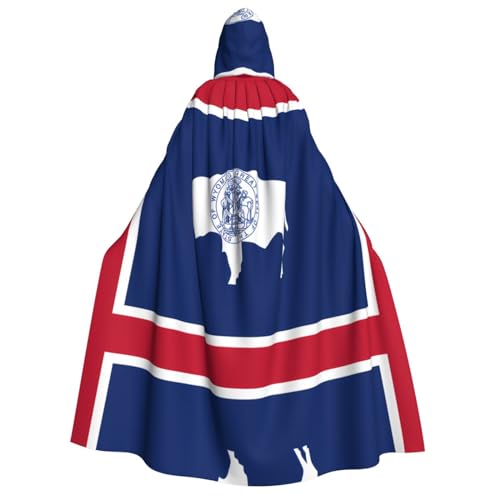 PHAYAH Wyoming State Flag Halloween Erwachsene Kapuzenumhang Kapuzenmantel Damen Herren Halloween Dress Up Party Cosplay Kostüme von PHAYAH