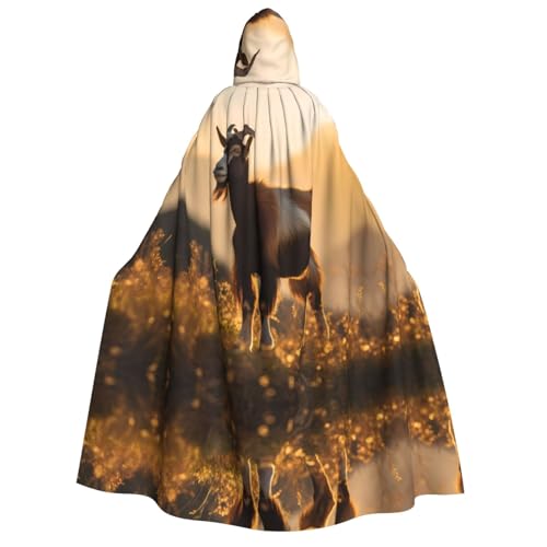 PHAYAH Ziegen Halloween Erwachsene Kapuzenumhang Kapuzenmantel Damen Herren Halloween Dress Up Party Cosplay Kostüme von PHAYAH