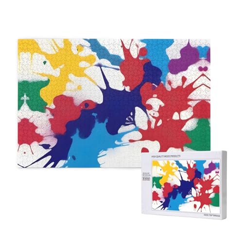 Phayah 1000 Teile Erwachsenenpuzzle Kinder Holzpuzzle Spielzeug DIY Kit Heimdekoration 75 x 50 cm Abstraktes Farbspritzmuster Phayah 1000 Teile Erwachsenenpuzzle Kinder Holzpuzzle Spielzeug DIY Kit Heimdekoration 75 x 50 cm Abstraktes Farbspritzmuster von PHAYAH