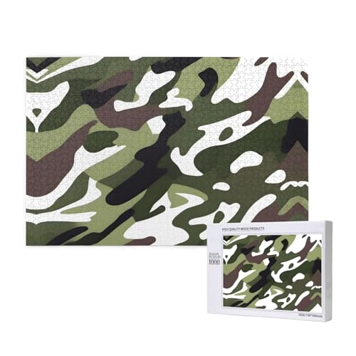 Phayah 1000 Teile Erwachsenenpuzzle Kinder Holzpuzzle Spielzeug DIY Kit Heimdekoration 75 x 50 cm Armeegrün Tarnmuster Phayah 1000 Teile Erwachsenenpuzzle Kinder Holzpuzzle Spielzeug DIY Kit Heimdekoration 75 x 50 cm Armeegrün Tarnmuster von PHAYAH