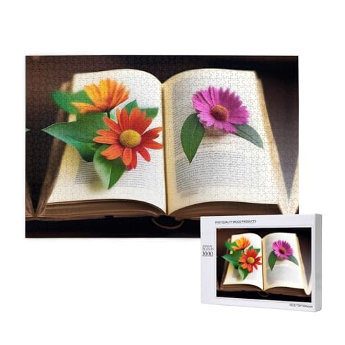 Phayah 1000 Teile Erwachsenenpuzzle Kinder Holzpuzzle Spielzeug DIY Kit Heimdekoration 75 x 50 cm Blumen im Buchmuster Phayah 1000 Teile Erwachsenenpuzzle Kinder Holzpuzzle Spielzeug DIY Kit Heimdekoration 75 x 50 cm Blumen im Buchmuster von PHAYAH