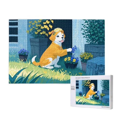Phayah 1000 Teile Erwachsenenpuzzle Kinder Holzpuzzle Spielzeug DIY Kit Heimdekoration 75 x 50 cm Blumenarrangement Welpenmuster Phayah 1000 Teile Erwachsenenpuzzle Kinder Holzpuzzle Spielzeug DIY Kit Heimdekoration 75 x 50 cm Blumenarrangement Welpenmuster von PHAYAH
