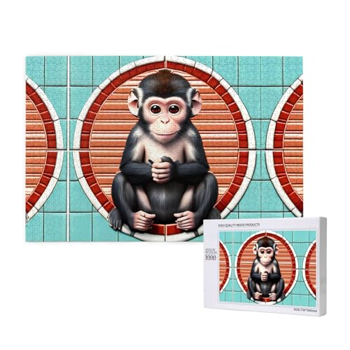 Phayah 1000 Teile Erwachsenenpuzzle Kinder Holzpuzzle Spielzeug DIY Kit Heimdekoration 75 x 50 cm Das stille Affenmuster Phayah 1000 Teile Erwachsenenpuzzle Kinder Holzpuzzle Spielzeug DIY Kit Heimdekoration 75 x 50 cm Das stille Affenmuster von PHAYAH