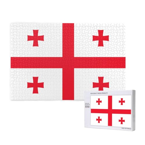 Phayah 1000 Teile Erwachsenenpuzzle Kinder Holzpuzzle Spielzeug DIY Kit Heimdekoration 75 x 50 cm Flagge von Georgia Muster Phayah 1000 Teile Erwachsenenpuzzle Kinder Holzpuzzle Spielzeug DIY Kit Heimdekoration 75 x 50 cm Flagge von Georgia Muster von PHAYAH