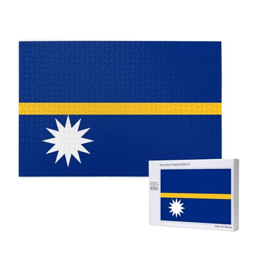 Phayah 1000 Teile Erwachsenenpuzzle Kinder Holzpuzzle Spielzeug DIY Kit Heimdekoration 75 x 50 cm Flagge von Nauru Muster von PHAYAH
