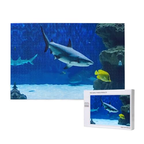Phayah 1000 Teile Erwachsenenpuzzle Kinder Holzpuzzle Spielzeug DIY Kit Heimdekoration 75 x 50 cm Hai jagt kleine Fische Muster Phayah 1000 Teile Erwachsenenpuzzle Kinder Holzpuzzle Spielzeug DIY Kit Heimdekoration 75 x 50 cm Hai jagt kleine Fische Muster von PHAYAH