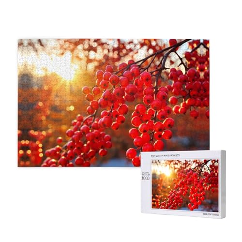 Phayah 1000 Teile Erwachsenenpuzzle Kinder Holzpuzzle Spielzeug DIY Kit Heimdekoration 75 x 50 cm Kleine rote Beeren Muster Phayah 1000 Teile Erwachsenenpuzzle Kinder Holzpuzzle Spielzeug DIY Kit Heimdekoration 75 x 50 cm Kleine rote Beeren Muster von PHAYAH