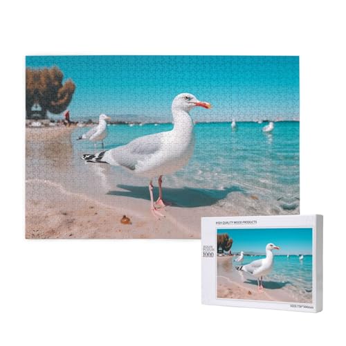 Phayah 1000 Teile Erwachsenenpuzzle Kinder Holzpuzzle Spielzeug DIY Kit Heimdekoration 75 x 50 cm Möwen Füttern am Strand Muster Phayah 1000 Teile Erwachsenenpuzzle Kinder Holzpuzzle Spielzeug DIY Kit Heimdekoration 75 x 50 cm Möwen Füttern am Strand Muster von PHAYAH
