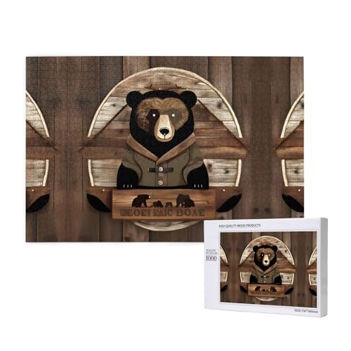 Phayah 1000 Teile Erwachsenenpuzzle Kinder Holzpuzzle Spielzeug DIY Kit Heimdekoration 75 x 50 cm Rustikales Bärenmuster Phayah 1000 Teile Erwachsenenpuzzle Kinder Holzpuzzle Spielzeug DIY Kit Heimdekoration 75 x 50 cm Rustikales Bärenmuster von PHAYAH